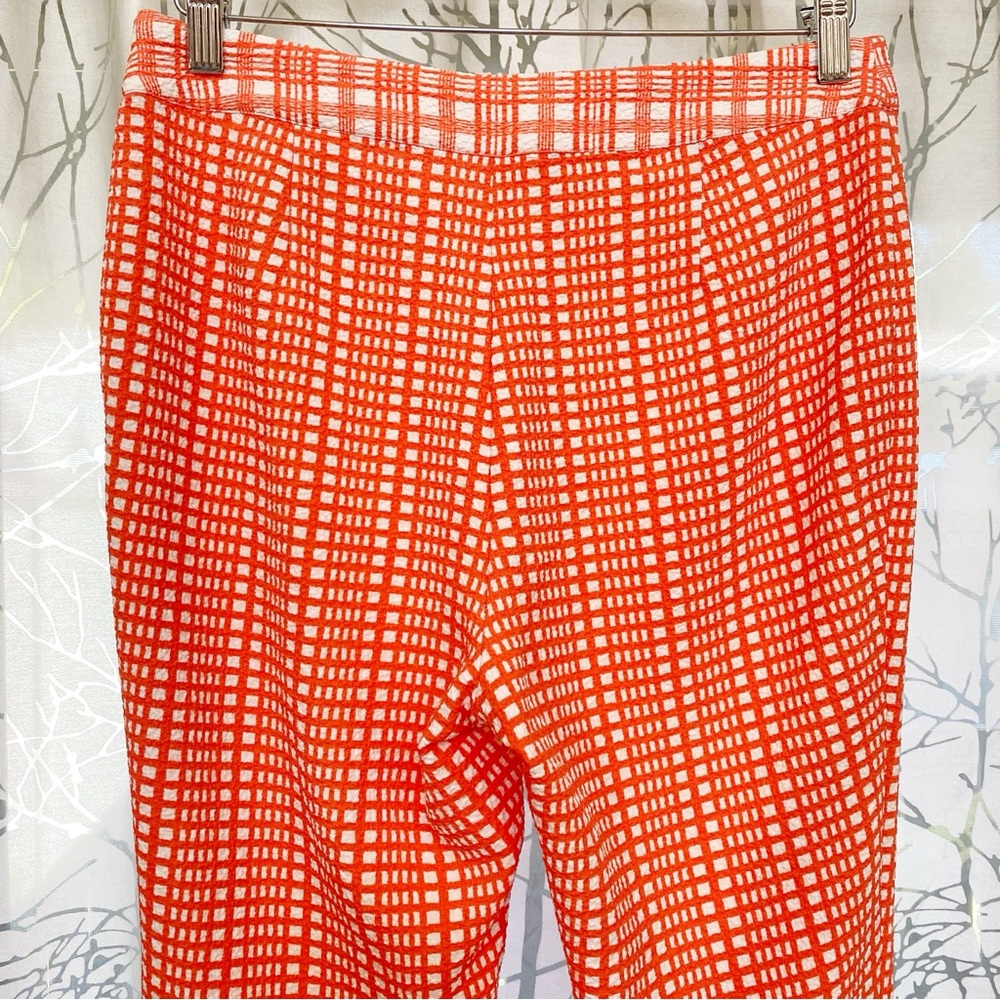 STINE GOYA Orange White plaid gingham print high waist flare Pants - Picture 10 of 16